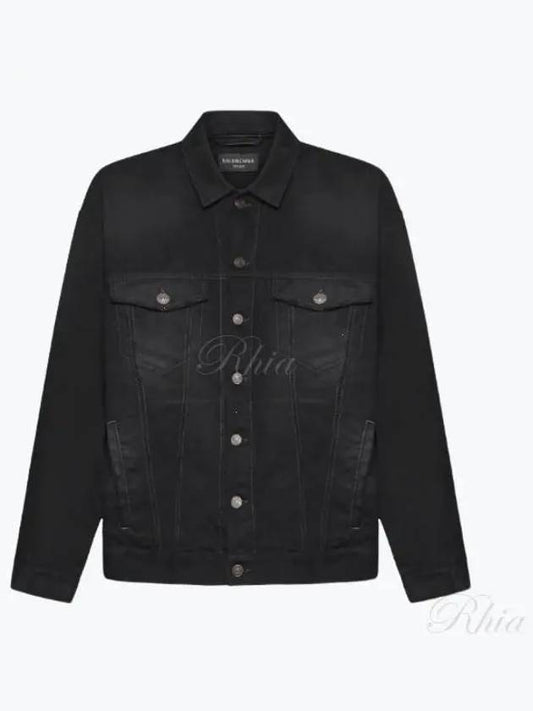 Political Campaign Logo Oversized Denim Jacket Black - BALENCIAGA - BALAAN 2