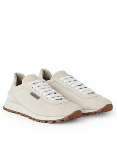 Chain Suede Low Top Sneakers Ivory - BRUNELLO CUCINELLI - BALAAN 2