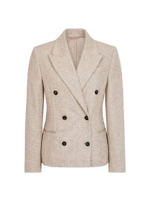 Women s Herringbone Peaked Double Jacket Beige - BRUNELLO CUCINELLI - BALAAN 1