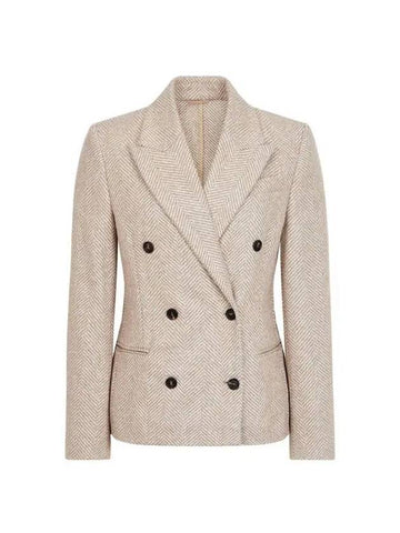 Women s Herringbone Peaked Double Jacket Beige - BRUNELLO CUCINELLI - BALAAN 1