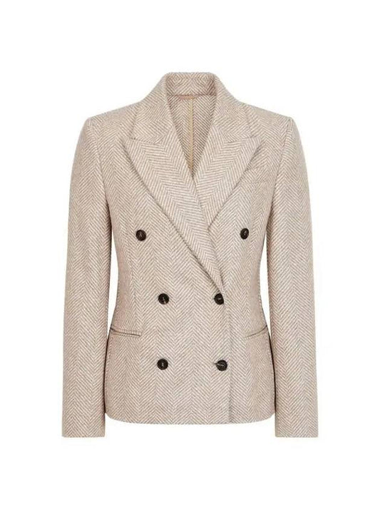 Women s Herringbone Peaked Double Jacket Beige - BRUNELLO CUCINELLI - BALAAN 1