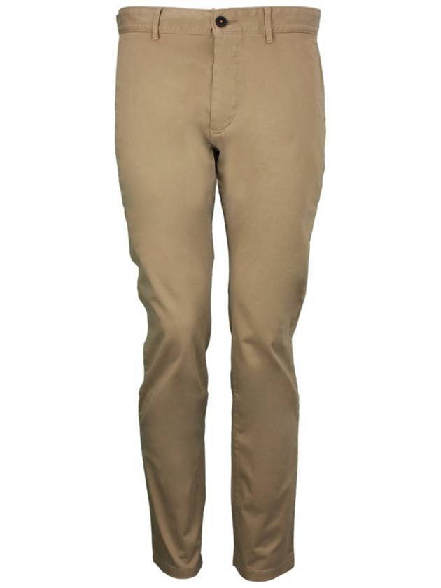 Slim Fit Stretch Cotton Satin Chino Straight Pants Brown - HUGO BOSS - BALAAN 1