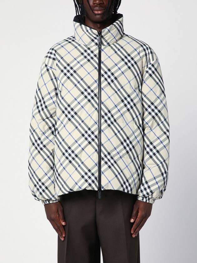 Check Reversible Down Zip-Up Jacket Lichen - BURBERRY - BALAAN 5