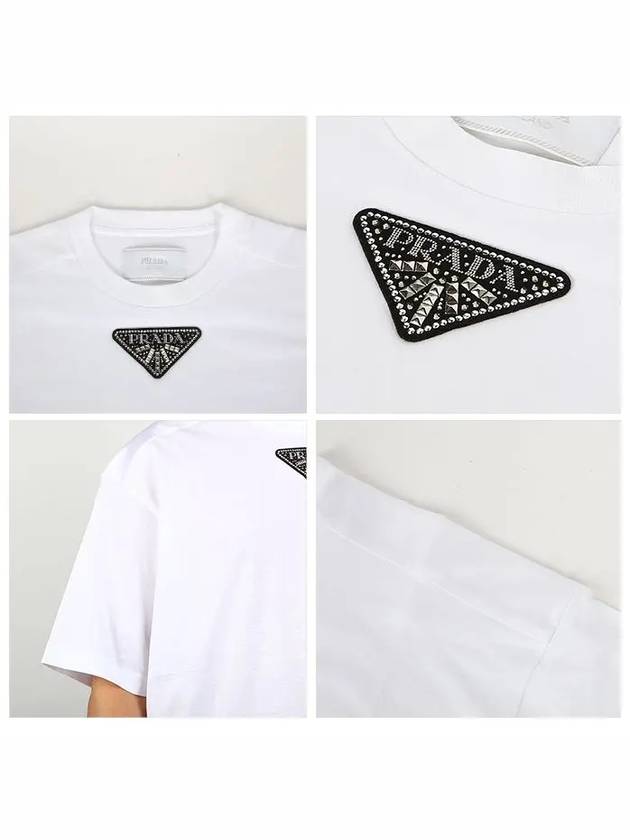 Triangle Logo Short Sleeve T-Shirt White - PRADA - BALAAN 4