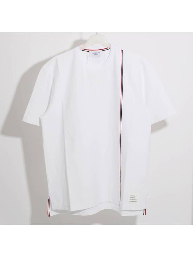 RWB Stripe Cotton Short Sleeve T-shirt White - THOM BROWNE - BALAAN 2