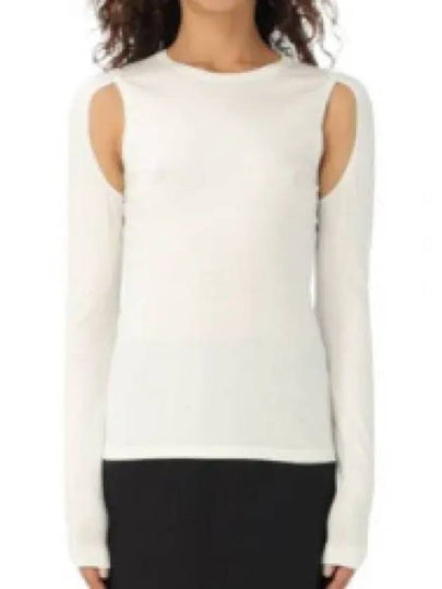 Cutout Cotton Long Sleeve T-Shirt White - HELMUT LANG - BALAAN 2