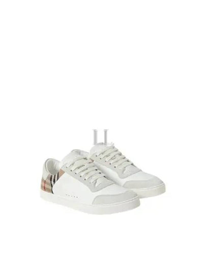 Check Leather Suede Sneakers Natural White Archive Beige - BURBERRY - BALAAN 2