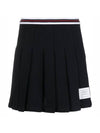 Women's Striped Band Cotton Pleated Skirt Navy - THOM BROWNE - BALAAN 1