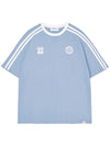 SOCCER FOOTBALL DOUBLE TAPE SHORT SLEEVE T LIGHT BLUE - THE GREEN LAB - BALAAN 9