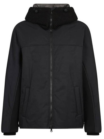 Tweed Neoprene Hooded Jacket Black - VALENTINO - BALAAN 1