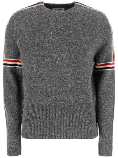 Intarsia Mohair Arm Banding Tweed Knit Top Grey - THOM BROWNE - BALAAN 2