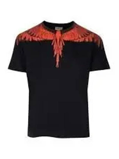 Icon Wings Regular Cotton Short Sleeve T-Shirt Black - MARCELO BURLON - BALAAN 2