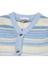 Striped Soft Wool Cardigan Light Blue - GANNI - BALAAN 8