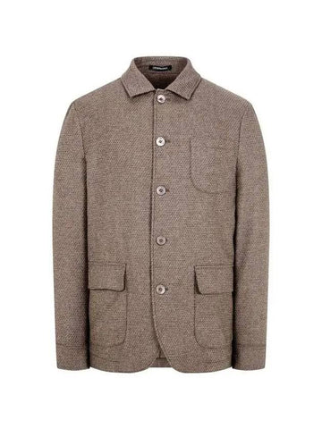 Men s Button Up Wool Blend Jacket Brown 271025 - EMPORIO ARMANI - BALAAN 1