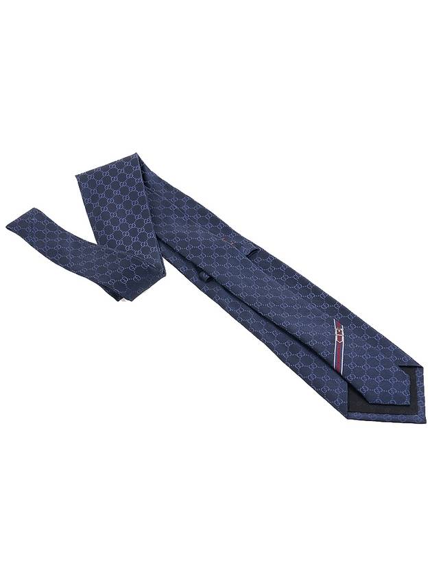 GG Pattern Silk Tie Navy - GUCCI - BALAAN 6