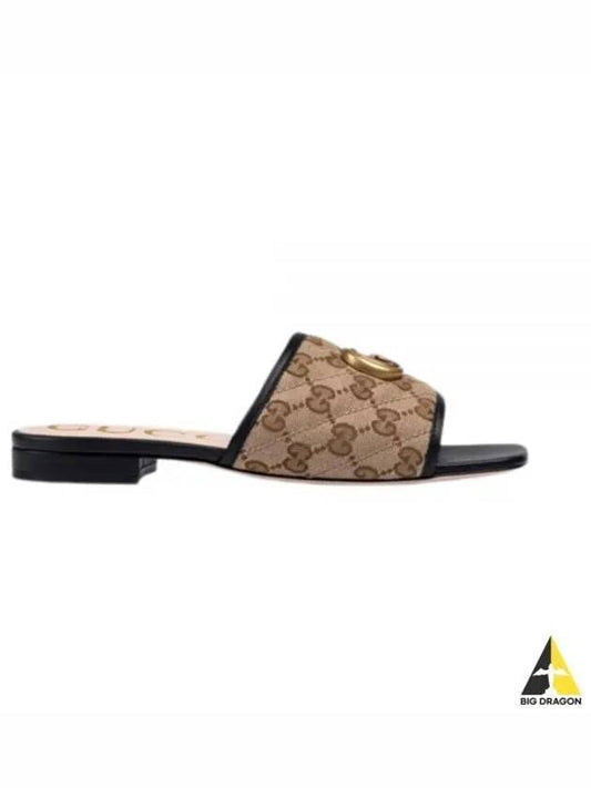 Women's GG Matelasse Canvas Slide Sandals Mule Black - GUCCI - BALAAN 2