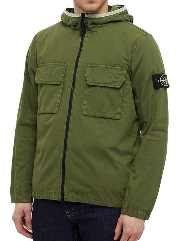 Wappen Patch Old Treatment Hooded Zip Up Olive Green - STONE ISLAND - BALAAN 3