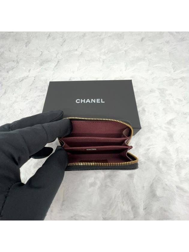 Classic Zipped Coin Purse Grained Calfskin & Gold Black - CHANEL - BALAAN 9