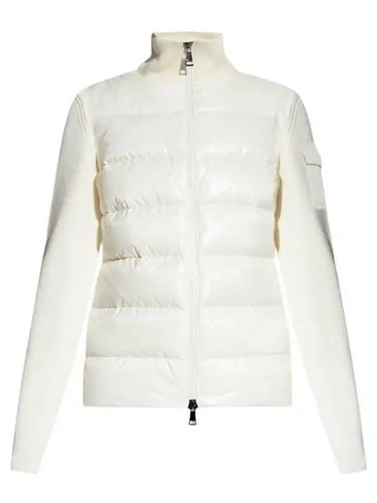 tricot logo zip-up wool padded cardigan white - MONCLER - BALAAN 1