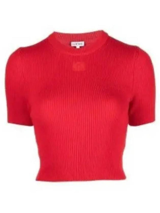 Cashmere Crop Knit Top Red - LOEWE - BALAAN 2