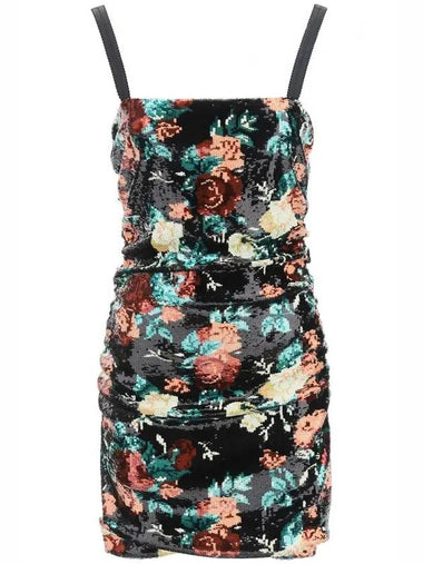 floral sleeveless short dress black - DOLCE&GABBANA - BALAAN 1