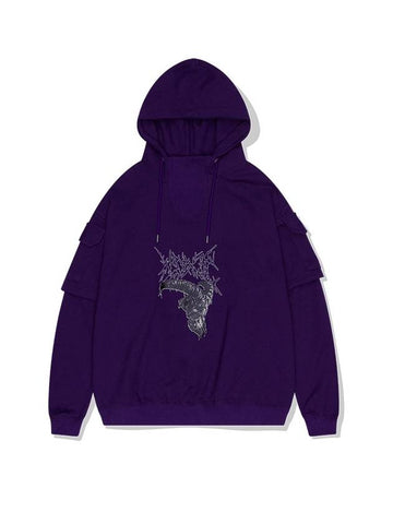 Half Layered Pocket Hoodie Purple - BATTRACT - BALAAN 1