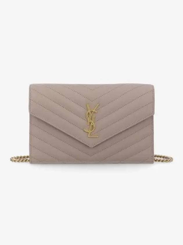 Women's Logo Envelope Chain Long Wallet Dark Beige - SAINT LAURENT - BALAAN 2