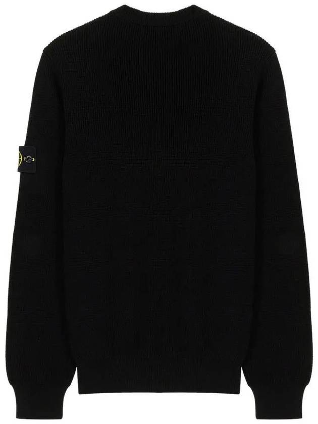 Men's Ribbed Soft Cotton Crewneck Knit Top Black - STONE ISLAND - BALAAN 4