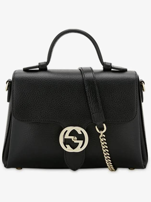 GG Interlocking Chain Small Top Handle Shoulder Bag Black - GUCCI - BALAAN 3