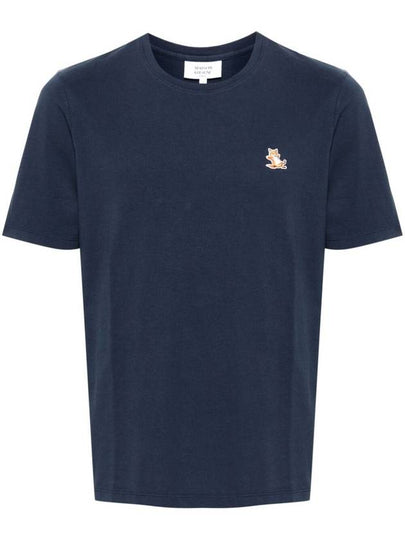 Chillax Fox Patch Regular Short Sleeve T-Shirt Blue - MAISON KITSUNE - BALAAN 2