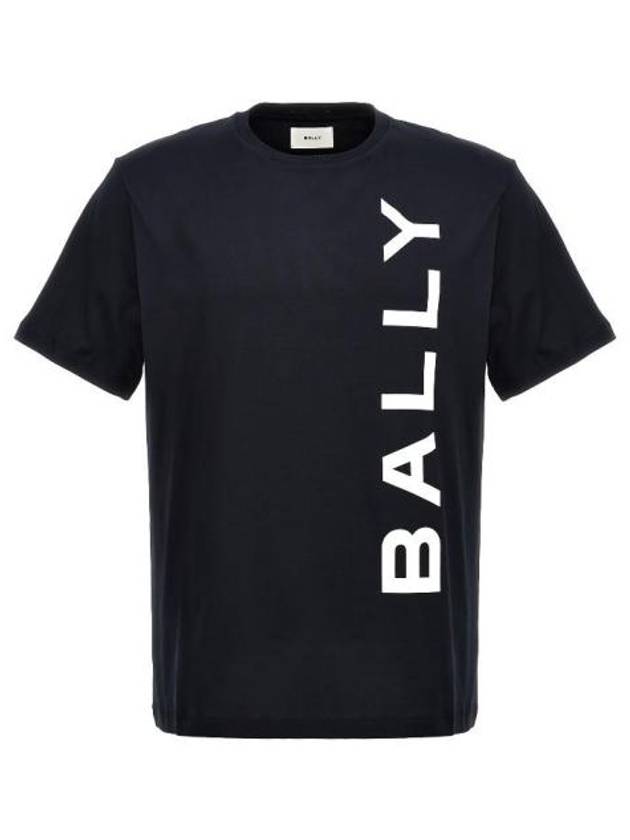 Logo Print Short Sleeve T-Shirt Black - BALLY - BALAAN 2