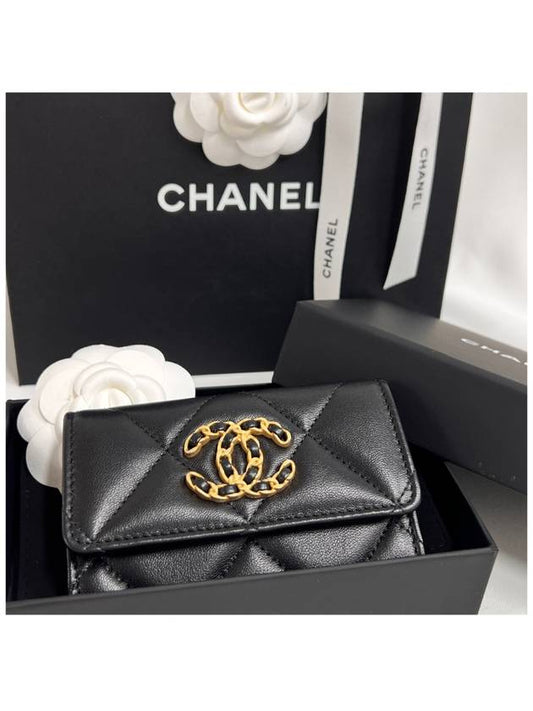 19 Gold Hardware Lambskin Flap Card Wallet Black - CHANEL - BALAAN 2