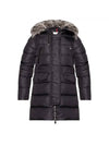 Women's Afroti Aphroti Silver Fox Fur Down Long Padding Black - MONCLER - BALAAN.