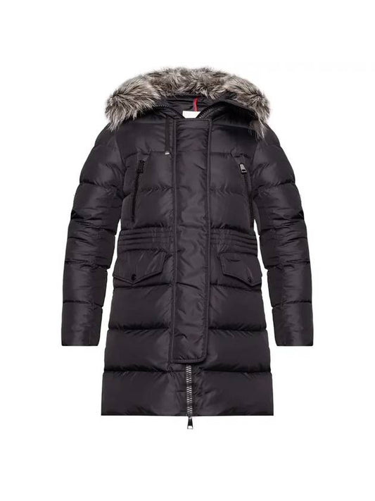 Women's Afroti Aphroti Silver Fox Fur Down Long Padding Black - MONCLER - BALAAN.