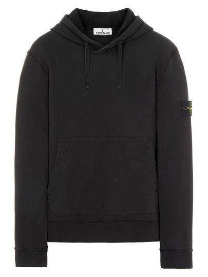 Wappen Patch Brushed Cotton Fleece Hoodie Black - STONE ISLAND - BALAAN 2