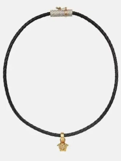 Crystal Medusa Leather Necklace Black - VERSACE - BALAAN 2