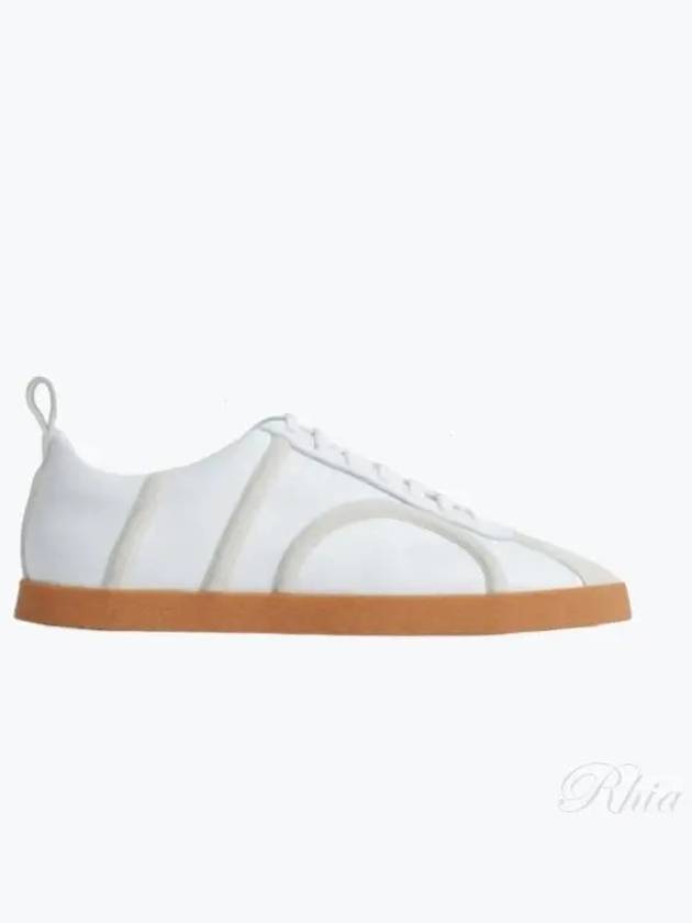 Women's Monogram Embossed Leather Low-Top Sneakers White - TOTEME - BALAAN 2