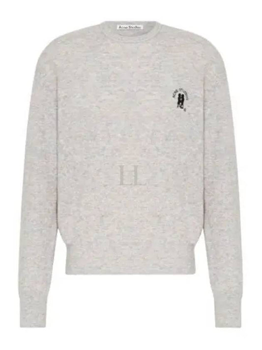 Embroidered Logo Jumper Knit Top Light Grey - ACNE STUDIOS - BALAAN 2