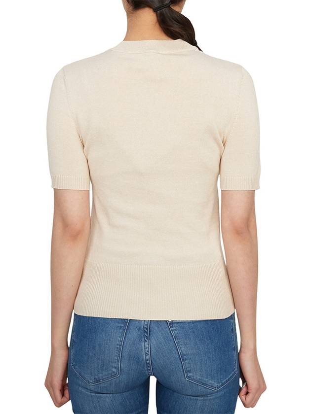 Logo Intarsia Short Sleeve Knit Top Beige - PATOU - BALAAN 6