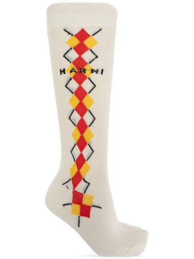 Marni Socks With Logo, Women's, Cream - MARNI - BALAAN 1