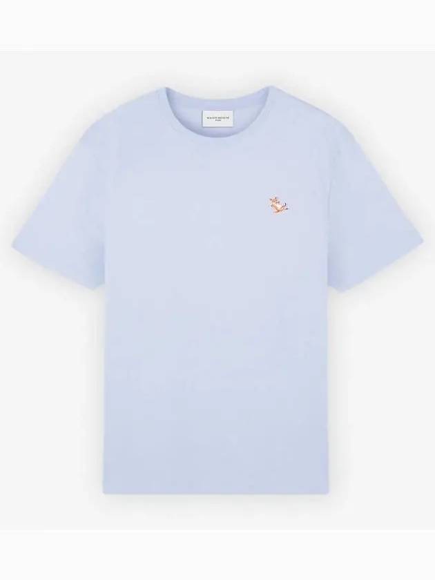 Chillax Fox Patch Regular Short Sleeve T-Shirt Blue - MAISON KITSUNE - BALAAN 2