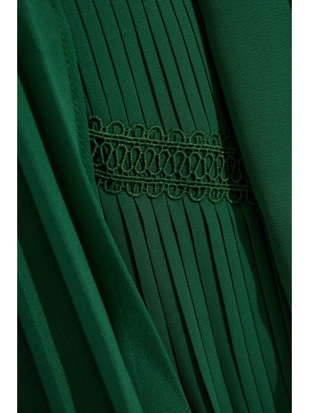 Self Portrait Pleated Dress With Bow, Women's, Green - SELF PORTRAIT - BALAAN 5