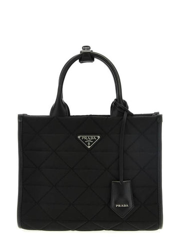 Triangle Logo Jagard Tote Bag Black - PRADA - BALAAN 1