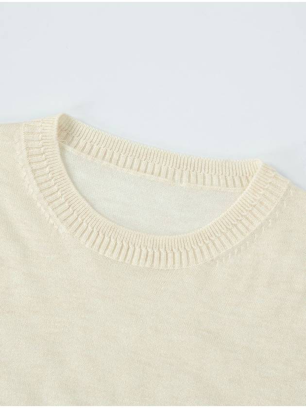 Glitter Round Neck Knit Top Cream Ivory - CALLAITE - BALAAN 2