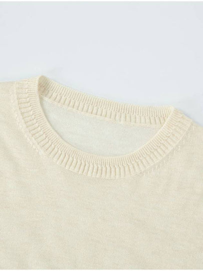 Glitter Round Neck Knit Top Cream Ivory - CALLAITE - BALAAN 2