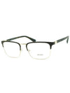 Eyewear Havana Square Glasses Gold - PRADA - BALAAN.