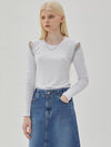 RYUL+WAI: Women's Shoulder Color Slit Long Sleeve T-Shirt White - RYUL+WAI: - BALAAN 1