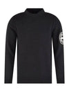 Men's Big Embroidered Logo Mock Neck Knit Top Black - STONE ISLAND - BALAAN 3