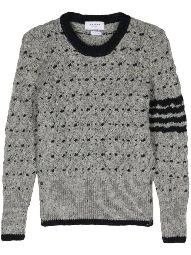 4 Bar Cable Knit Top Grey - THOM BROWNE - BALAAN 1