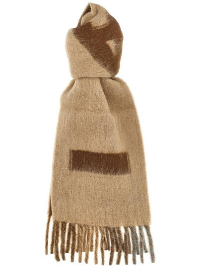 Logo Wool Mohair Blend Fringe Muffler Brown - MARNI - BALAAN 2